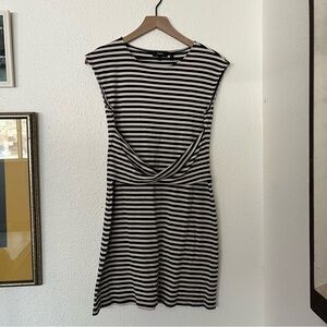 Theory Clinton Stripe Sleeveless Twist Front Dress